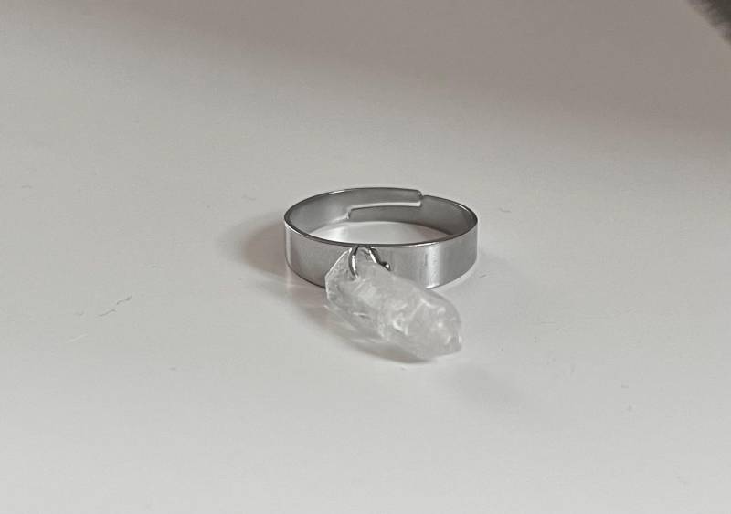 Ring Mit Bergkristall Verstellbar | Gravierbarer Edelstein Geschenk Naturstein Schmuck Für Frau Freundin von RingsbyLuu