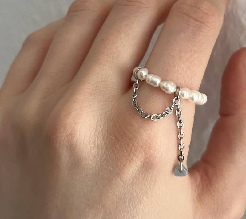 Ring Süßwasserperlen Edelstein Heilstein Facettiert Unisex Aquamarine Aventurine Quartz Jade Amethyst Elastisch Stapelbar von RingsbyLuu