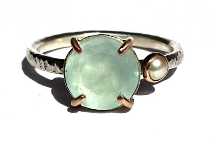 Aquamarin Ring-Perle Ring-Aquamarin Rose Gold-Aquamarin Silber Verlobungsring-März Geburtsstein Ring-Edelstein Ring-Blau von Ringsland