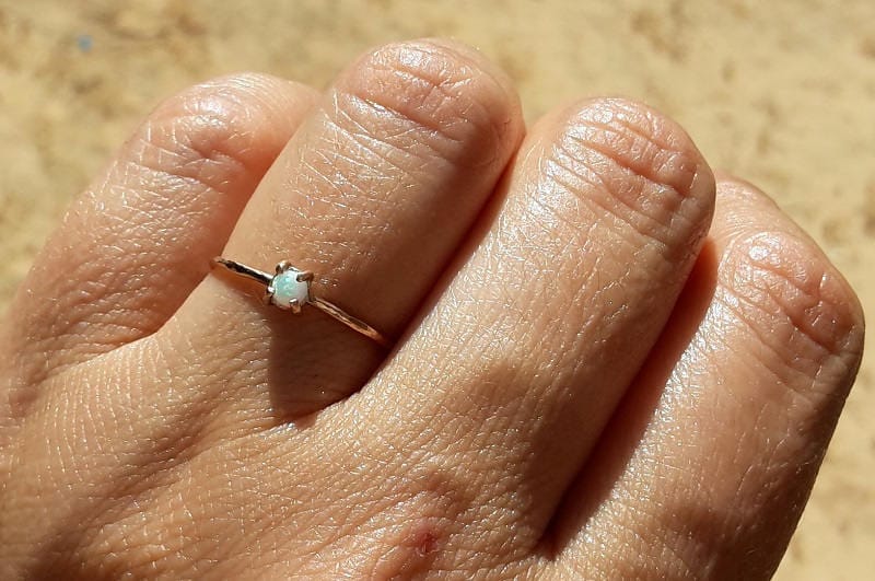 Opal Ring-14K Solid Gold Ring-Opal Verlobungsring-Opal Ring-stapelbarer Ring-Thin Ring-Gold 14K-Made To Order von Ringsland