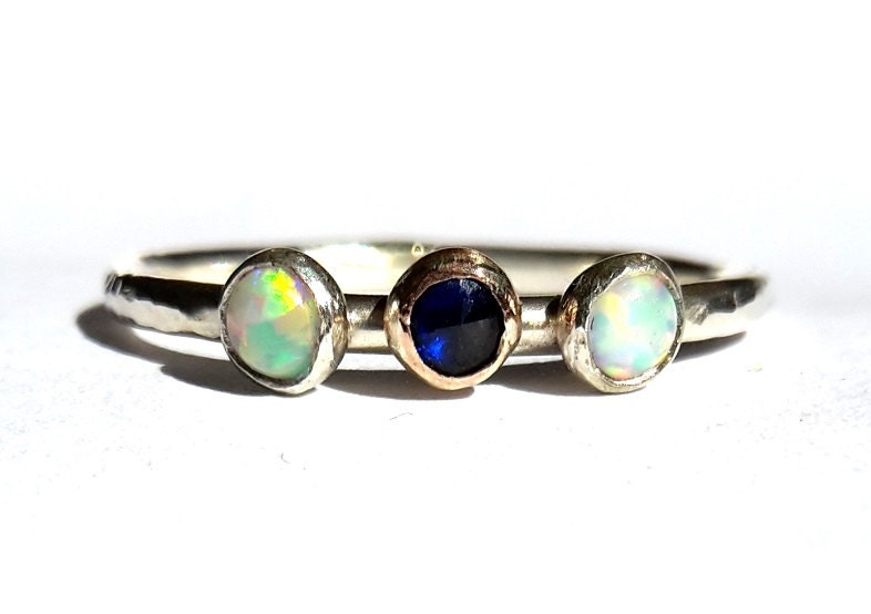 Saphir Opal Ring-Silber Ring-Solid Rose Gold-Opal Ring-stacking Ring-Rose Gold Ring-Jubiläum Ring-Opal Ring-Verlobungsring von Ringsland