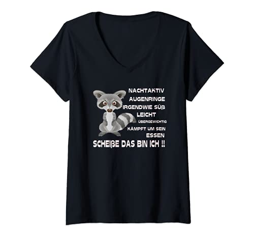 Damen Süßer Waschbär Lustiger Spruch T-Shirt mit V-Ausschnitt von Rinnass Fun Lustige Sprüche