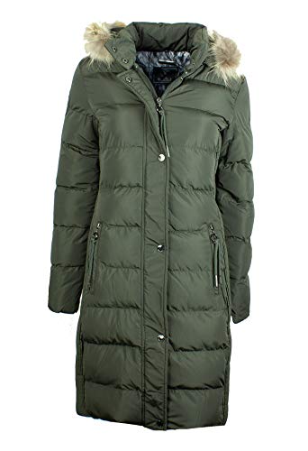 Rino & Pelle Cendy Damen Winter Mantel Steppmantel Anthrazit Grau Olive Grün Kapuze mit Fellkragen Tailliert Gesteppt (36, Olive) von Rino & Pelle