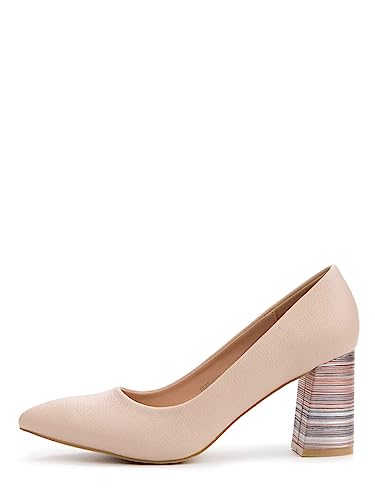 Rio Fiore Damen Pumps, Beige, 7 cm Blockabsatz, Pumps mit Absatz, Absatzschuhe, PU-Leder, 7021-2-1 (Beige, 41 EU) von Rio Fiore