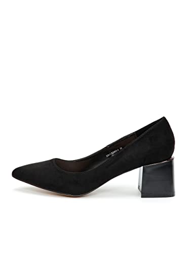 Damen Pumps, Schwarz, 7cm Blockabsatz, Textil, D841-S2483-3(Schwarz, Numeric_38) von Rio Fiore