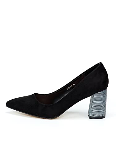 Rio Fiore Damen Pumps, Schwarz, 7 cm Blockabsatz, Pumps mit Absatz, Absatzschuhe, Wildlederimitat, 7021-2-4 (Schwarz, 37 EU) von Rio Fiore