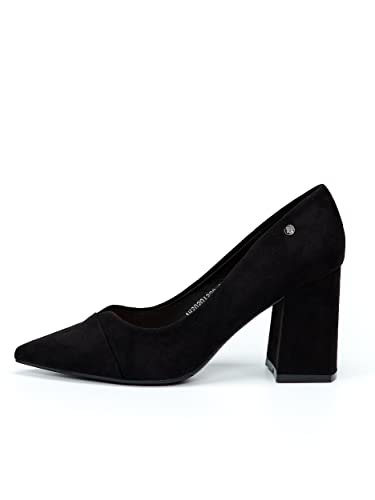 Damen Pumps, Schwarz, 8,5cm Blockabsatz, Textile, AH20201228-3-5 (Schwarz, Numeric_37) von Rio Fiore