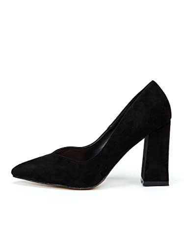 Damen Pumps, Schwarz, Microfiber, 9.5 cm Blockabsatz, D389-W1110-6 (Schwarz, Numeric_37) von Rio Fiore