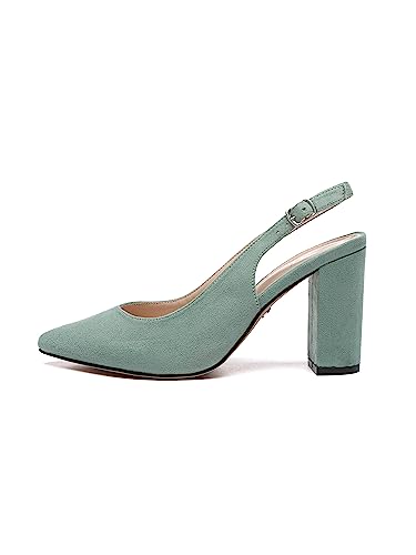 Rio Fiore Damen Pumps, Mint, 8,5cm Blockabsatz, Microfiber, Riemchenpumps, 2062A-40-K-8 (Mint Microfiber, 38EU) von Rio Fiore