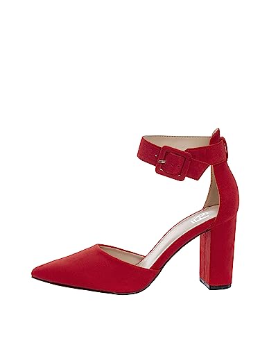 Rio Fiore Damen Pumps, Rot, 8,5cm Blockabsatz, Textil, Riemchenpumps, 2062A-9-J-17 (Red, 41EU) von Rio Fiore