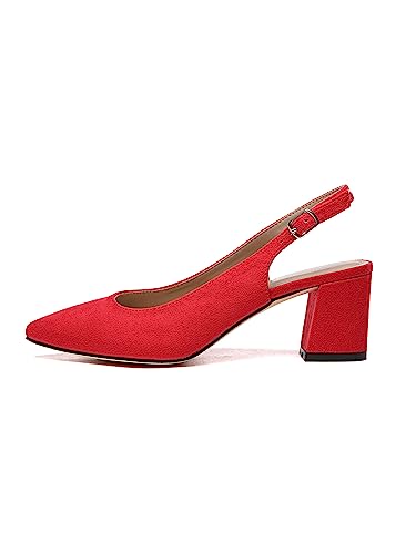 Rio Fiore Damen Pumps, Weinrot, Slingpumps, 6cm Blockabsatz, Komfort-Einlegesohle, Microfiber 565-080-3-8 (Weinrot, 37EU) von Rio Fiore