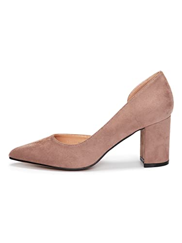 Rio Fiore Damen Pumps, Weiß/Schwarz/Beige/Taupe, 7 cm Blockabsatz, Pu-Leder, Wildlederimitat, D`Orsay Stil, Y9610-1H (Beige, Numeric_36) von Rio Fiore