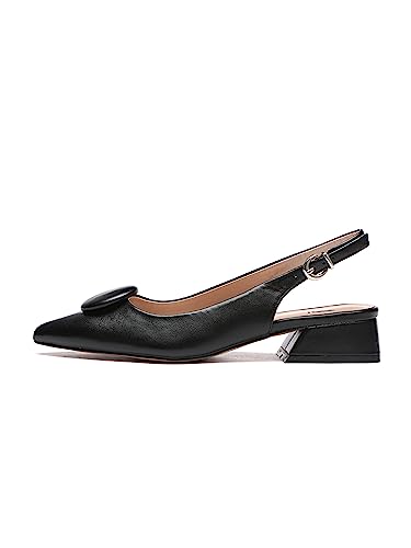 Rio Fiore Pumps, Damen Slingpumps, 3.5 cm Blockabsatz, Schwarz, weiches Kunstleder, Bequeme Pumps mit niedrigem Absatz, Rückengurt, ML682-0716-21 (Black PU, 37 EU) von Rio Fiore