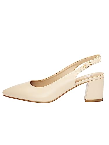 Rio Fiore Pumps, Damen Slingpumps, 6cm Blockabsatz, Slingback, Beige, weiches Kunstleder, Rückengurt, 565-080-3-3 (PU Beige, 36EU) von Rio Fiore