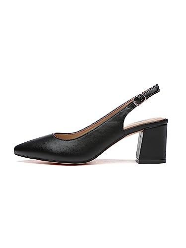 Rio Fiore Pumps, Damen Slingpumps, 6cm Blockabsatz, Slingback, Schwarz, weiches Kunstleder, Rückengurt, 565-080-3-9 (PU Schwarz, 37EU) von Rio Fiore