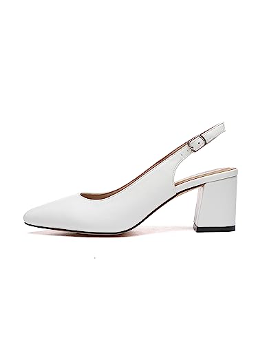 Rio Fiore Pumps, Damen Slingpumps, 6cm Blockabsatz, Slingback, Weiß, weiches Kunstleder, Rückengurt, 565-080-3-1 (PU Weiß, 41EU) von Rio Fiore