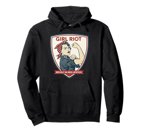 Girl Riot Retro Feminist Empowerment Rosie Grafik Pullover Hoodie Girl Riot Retro Feminist Empowerment Rosie Grafik Pullover Hoodie von Riot Rosie Rouge Designs