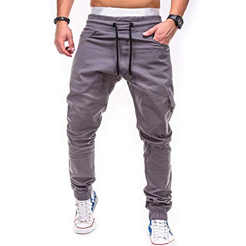 Cargohose Herren Lange Stretch Dehnbund mit Tunnelzug Taschen Regular Fit Cargo Chino Hosen Jogginghose Sweathose Freizeithose Riou Günstig von Riou-Hosen