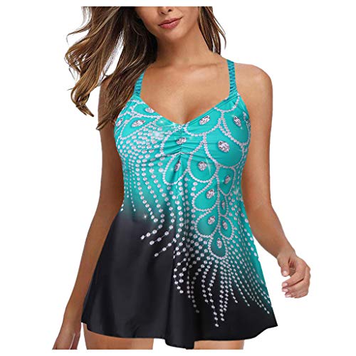 Riou Damen Tankini Set Große Größen Bauchweg Push Up Bügeln Tankinis Oberteil mit Shorts Zweiteilige Badeanzug von Riou-Schwimmanzug