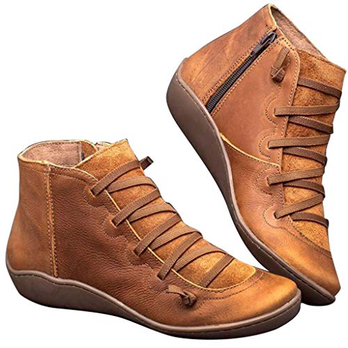 Kurzstiefel Damen Leder,Kunstleder Stiefeletten Damen Bequeme Flache Fersenstiefel Vintage Zipper Mokassins Elegante Ankle Boots Riou 2019 Neu Kurzstiefel Damen Leder,Kunstleder Stiefeletten Damen Bequeme Flache Fersenstiefel Vintage Zipper Mokassins Elegante Ankle Boots Riou 2019 Neu von Riou-Stiefel