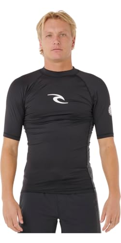 RIP CURL Herren Waves Kurzarmshirt UPF 50 UV Sonnenschutz Rash Vest Top schwarz, Schwarz , XXL von Rip Curl