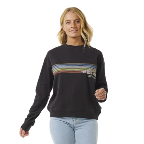 RIP CURL Hoffman Damen-Pullover, Rundhalsausschnitt, entspannter Pullover, Schwarz - Washed Black, M von Rip Curl
