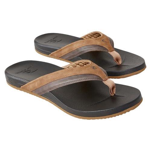RIP CURL Offene Zehenpartie für Herren – Braun-Hellbraun – leicht – Treten Sie in Komfort mit den weichen Sandalen mit offenem Zehenbereich ein, Schwarz / Braun, 45 EU von Rip Curl