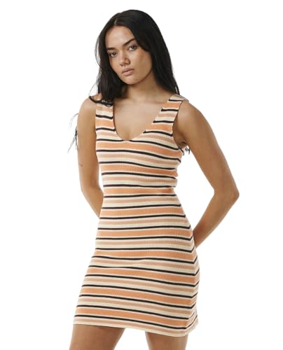 Rip Curl Damen Block Party Knit Minikleid, Orange/Abendrot im Zickzackmuster (Sunset Chevron), Groß von Rip Curl