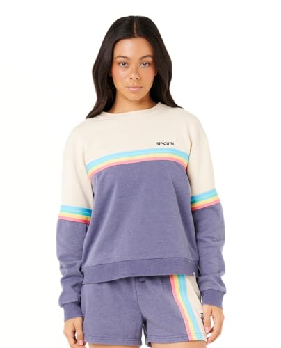 Rip Curl Damen High Tide Surf Raglan Pullover Crew Sweatshirt, Blue 253 Surf Revival, S von Rip Curl
