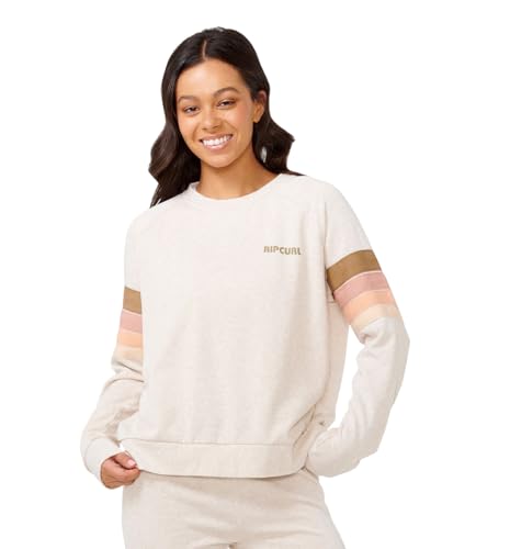Rip Curl Damen High Tide Surf Raglan Crew Sweatshirt Pullover, Oatmeal Marle, S von Rip Curl