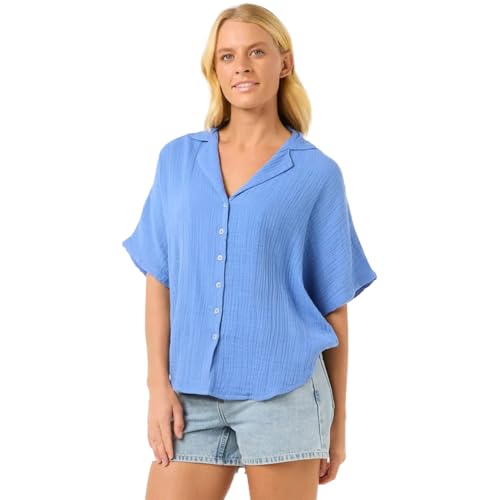 Rip Curl Damen Kurzarmhemd Premium SURF S/S Shirt, Größe:M, Farben:Blue von Rip Curl