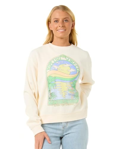 Rip Curl Damen Long Sleeve, Relaxed Fit Crewneck Casual Pullover Crew Sweatshirt, Bone Rip Surf, Mittel von Rip Curl