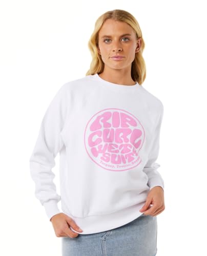 Rip Curl Damen Long Sleeve, Relaxed Fit Crewneck Casual Pullover Crew Sweatshirt, Weißes Wettie, S von Rip Curl