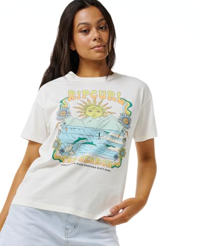 Rip Curl Damen-T-Shirt, lockere Passform, kurzärmelig, Bone Wave Dancer, X-Klein von Rip Curl