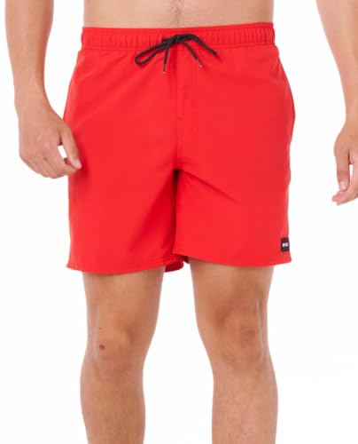 Rip Curl Herren 17" Volley Elastic Waist Swim Trunks with Fast-Drying Stretch Fabric and Pockets Boardshorts, Rot/Ausflug, einfarbig (Getaway Solids), L von Rip Curl