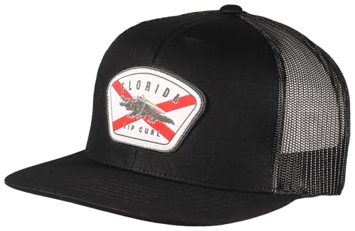 Rip Curl Herren Destinations Trucker Mütze Mesh Back Cap Snapback Verstellbar Baseballkappe, Schwarz/Rot, Einheitsgröße von Rip Curl