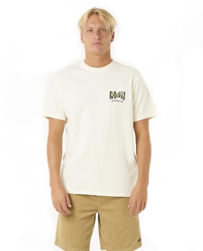 Rip Curl Herren Relaxed Fit Logo Crew T-Shirt, Knochenschild, Mittel von Rip Curl