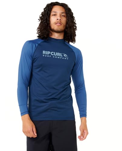 Rip Curl Herren Shock UPF 50 Long Sleeve Rashguard Vest Rash-Guard-Shirt, Verwaschenes Marineblau, X-Large von Rip Curl