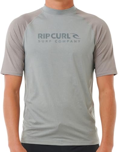 Rip Curl Herren Shock UV-Kurzarm-Rash-Weste, Dunkelgrau, UV-Sonnenschutz und LSF-Eigenschaften, Hellgrau meliert, XL von Rip Curl
