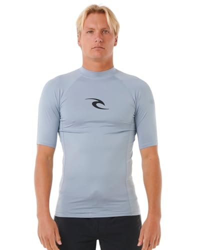 Rip Curl Herren Waves UPF 50 Performance Short Sleeve Rashguard Rash-Guard-Shirt, Glitzerndes Blau, XL von Rip Curl