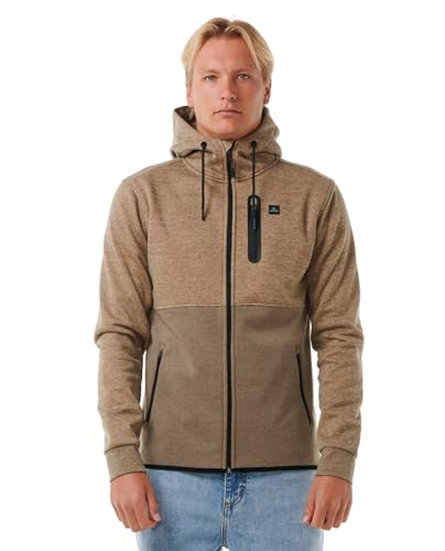 Rip Curl Herren Men's Technical Zip Up Hooded Jacket Anti-Serie Departed Jacke mit Reißverschluss, Sanddüne, Large von Rip Curl