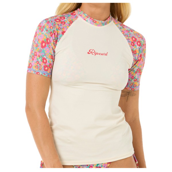 Rip Curl - Women's Las Flores S/S UPF Rash Vest - Lycra Gr M weiß von Rip Curl