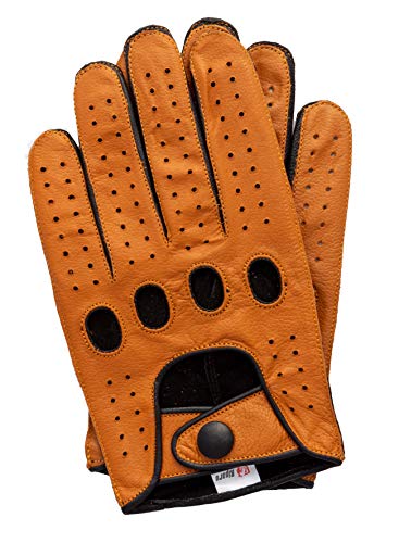 Riparo Herren Fahrhandschuhe aus Leder, umgekehrt genäht Touchscreen Texting, Cognac/Schwarz, Medium Riparo Herren Fahrhandschuhe aus Leder, umgekehrt genäht Touchscreen Texting, Cognac/Schwarz, Medium von Riparo Motorsports