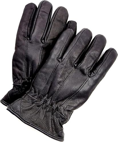 Riparo Winterhandschuhe Herren, Handschuhe Herren, Thermo Handschuhe Herren, Echtleder Autofahr und Outdoor handschuhe (Schwarz II, L) von Riparo Motorsports