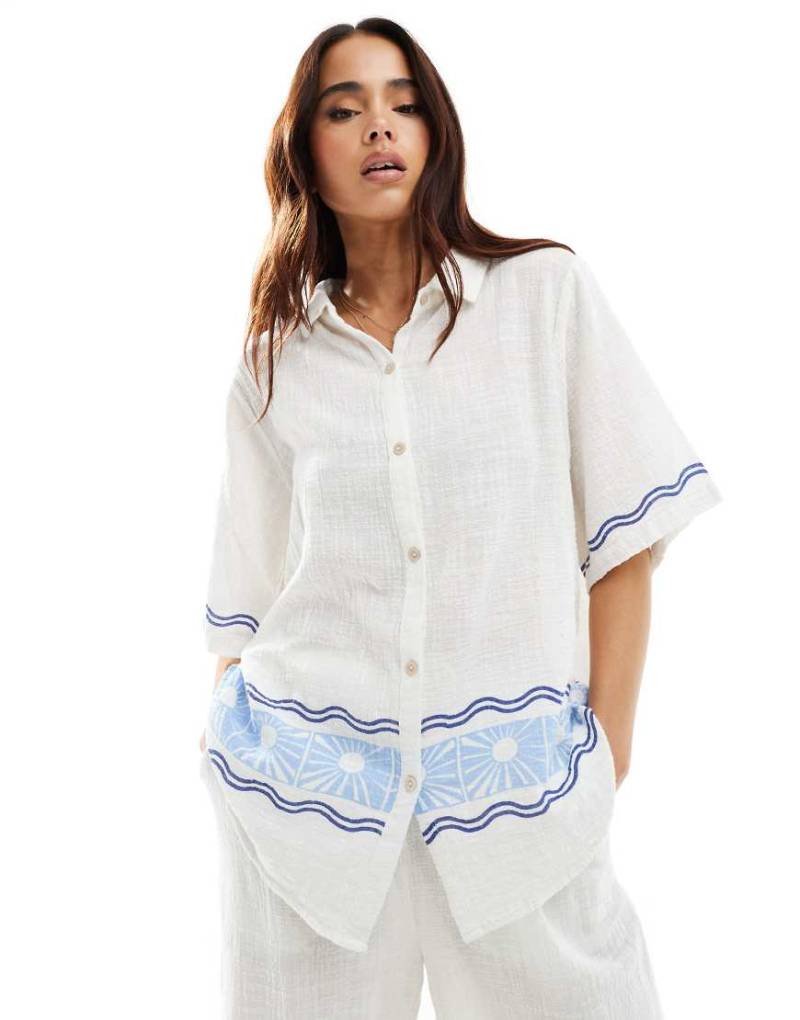 Ripcurl - Santorini Sun - Strandhemd in Weiß mit Muster, Kombiteil von Ripcurl