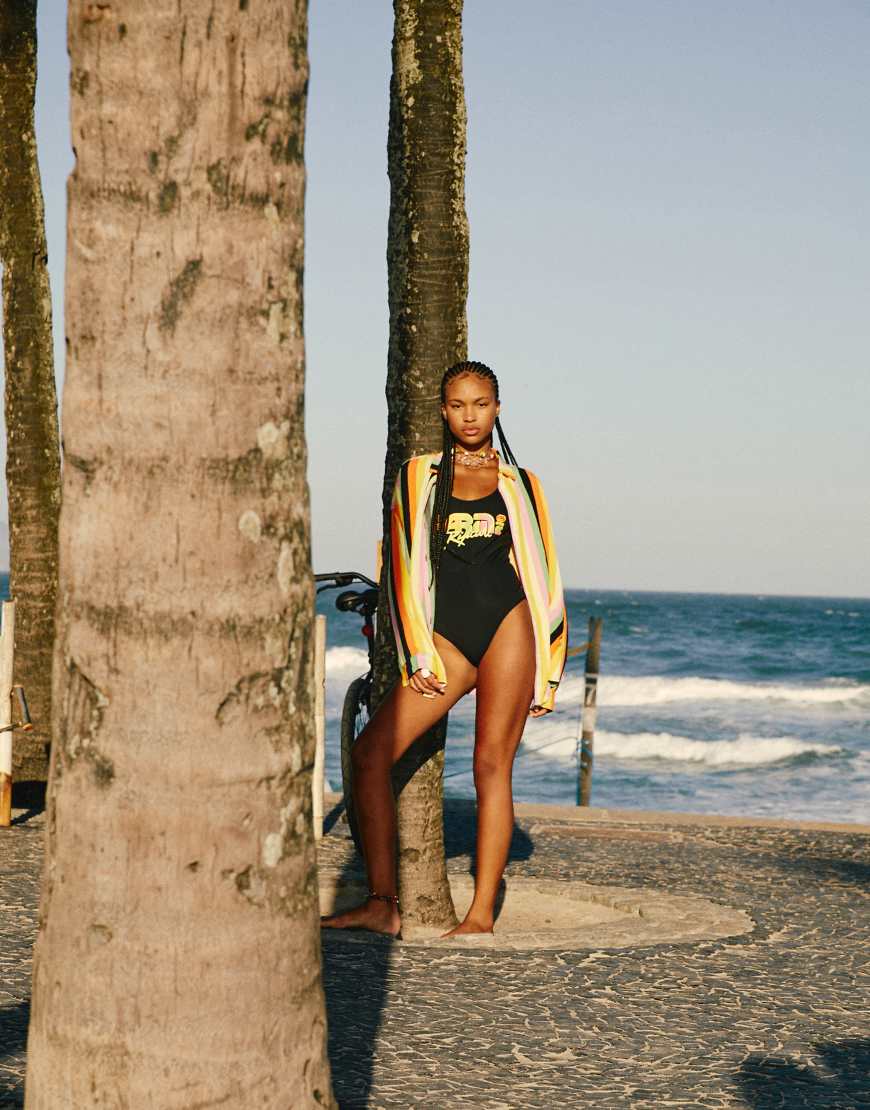 Ripcurl x Farm Rio - Bunt gestreiftes Strandhemd von Ripcurl