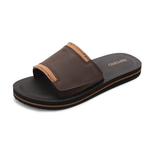 Ripord Herren Sandalen Verstellbare Latexsohle Pantoletten Badeschlappen Bequeme Anti-Rutsch-Pantoletten Sommer von Ripord