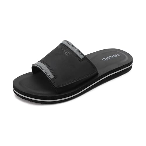Ripord Herren Sandalen Verstellbare Latexsohle Pantoletten Badeschlappen Bequeme Anti-Rutsch-Pantoletten Sommer von Ripord