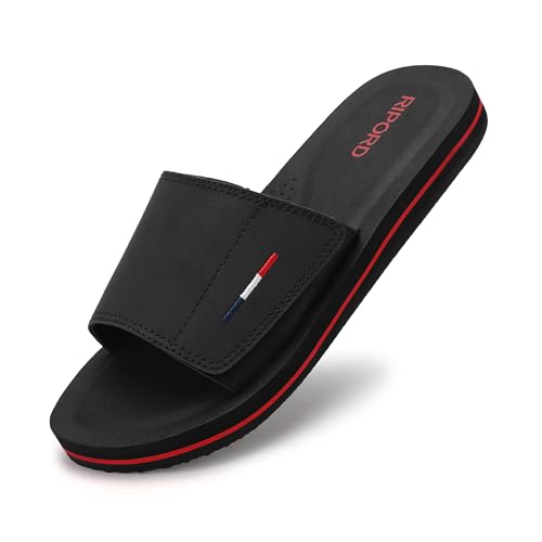 Ripord Herren Sandalen Verstellbare Latexsohle Pantoletten Badeschlappen Bequeme Anti-Rutsch-Pantoletten von Ripord