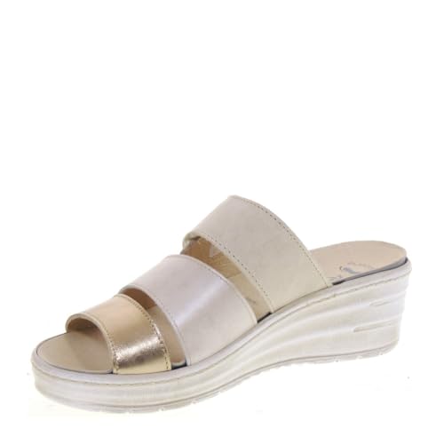 Riposella GRED20201 Sandalen für Damen, Leder, Beige, Keilabsatz, 6 cm, Gummisohle, beige, 37 EU von Riposella